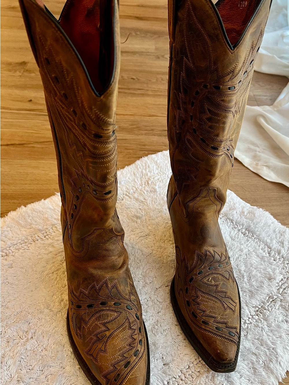Dan Post Brown Western Embossed Leather Heeled Boots
